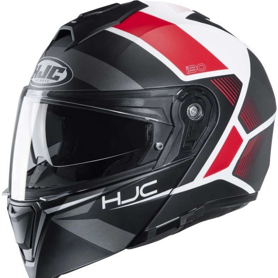 Helmets * | Best Reviews Of Plastic Hjc I90 Hollen Modular Helmet Black Red White