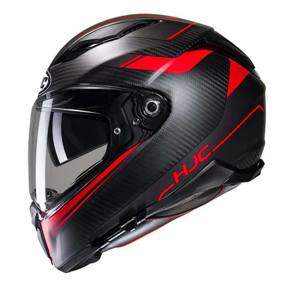 Helmets * | Best Reviews Of Fiber Hjc F70 Carbon Ubis Helmet Black Red