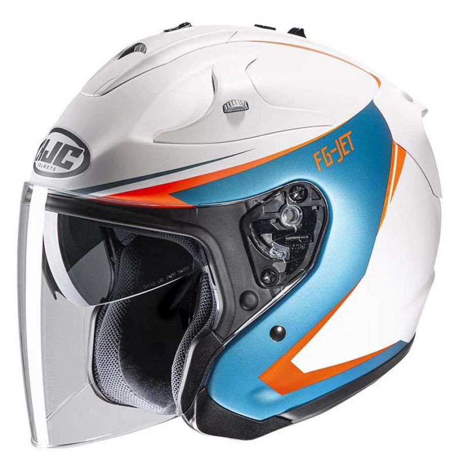 Helmets * | Brand New Fiber Hjc Fg Jet Balin Helmet Light Blue Orange