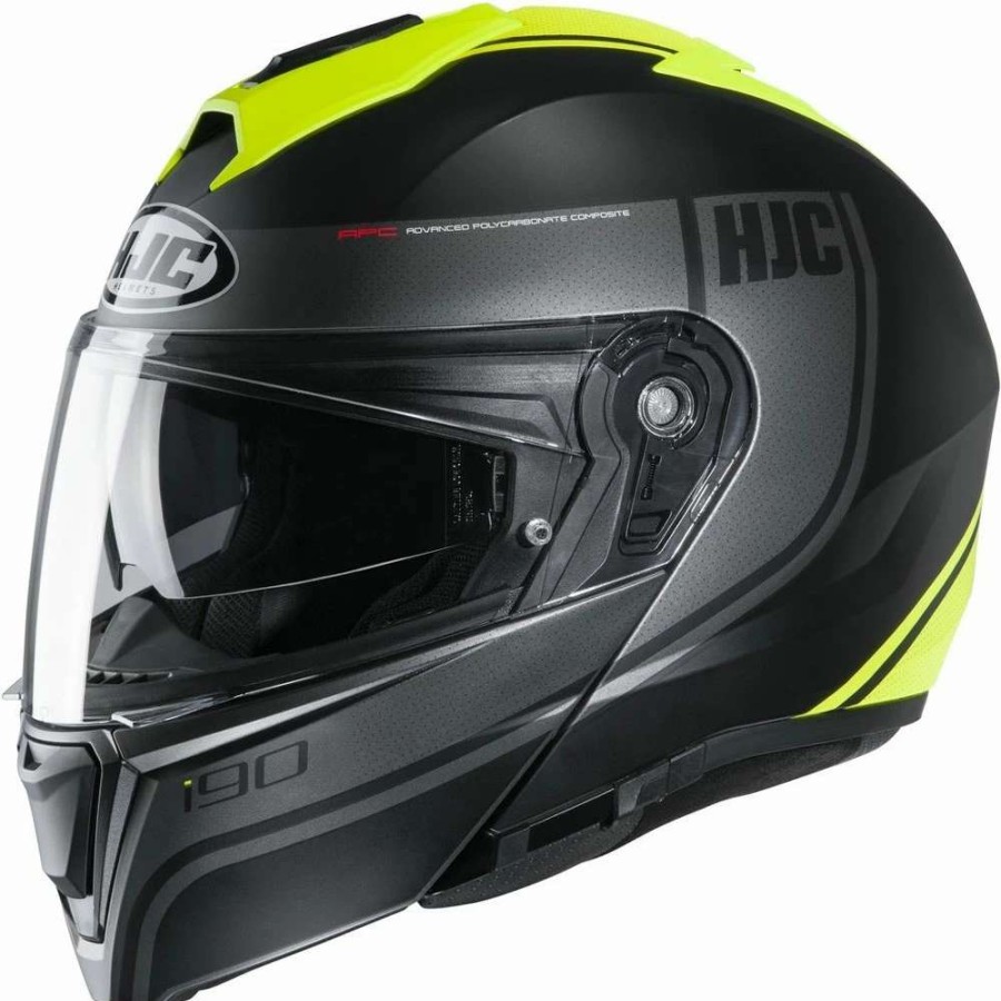 Helmets * | Deals Plastic Hjc I90 Davan Modular Helmet Black Yellow