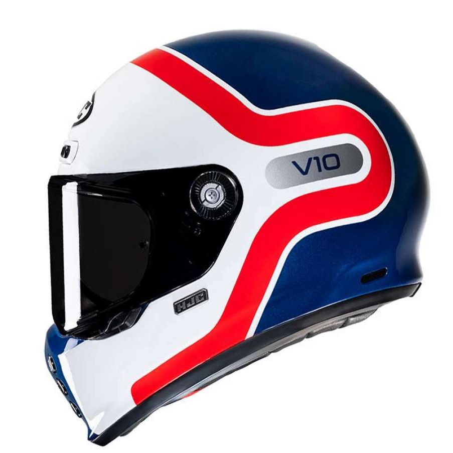 Helmets * | Best Reviews Of Fiber Hjc V10 Grape Helmet Blue Red