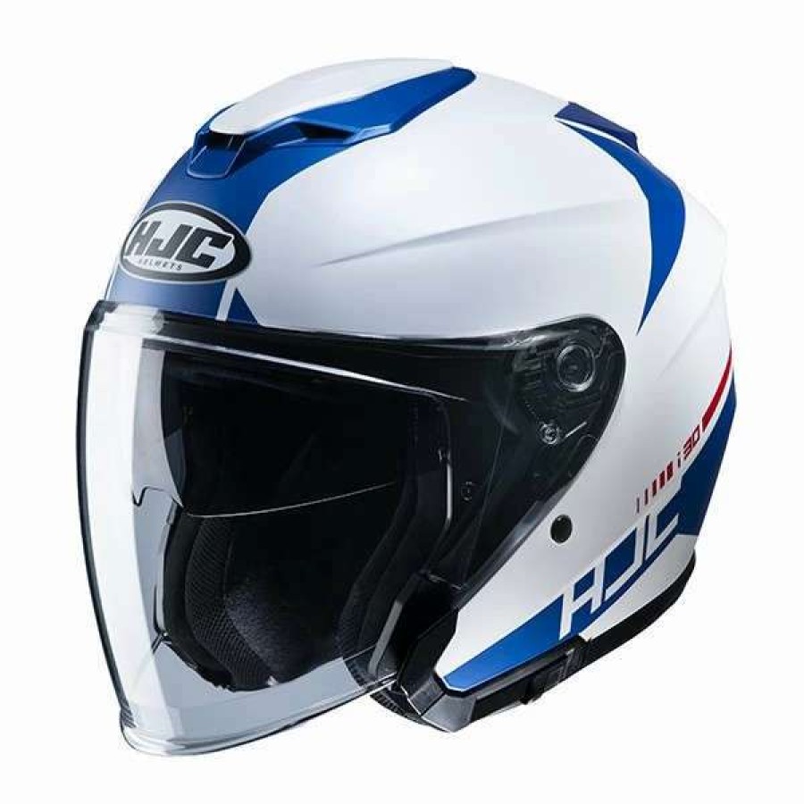 Helmets * | Promo Plastic Hjc I30 Baras Open Face Helmets White Blue