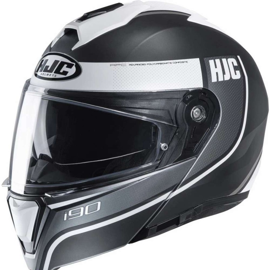 Helmets * | Promo Plastic Hjc I90 Davan Modular Helmet Grey White