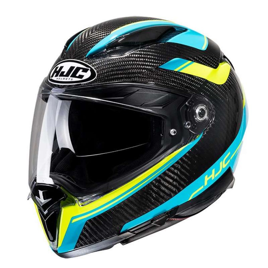 Helmets * | Budget Fiber Hjc F70 Carbon Ubis Helmet Aqua Black