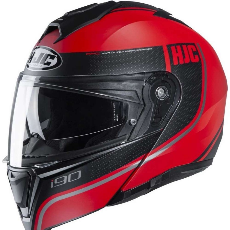 Helmets * | New Plastic Hjc I90 Davan Modular Helmet Red Black