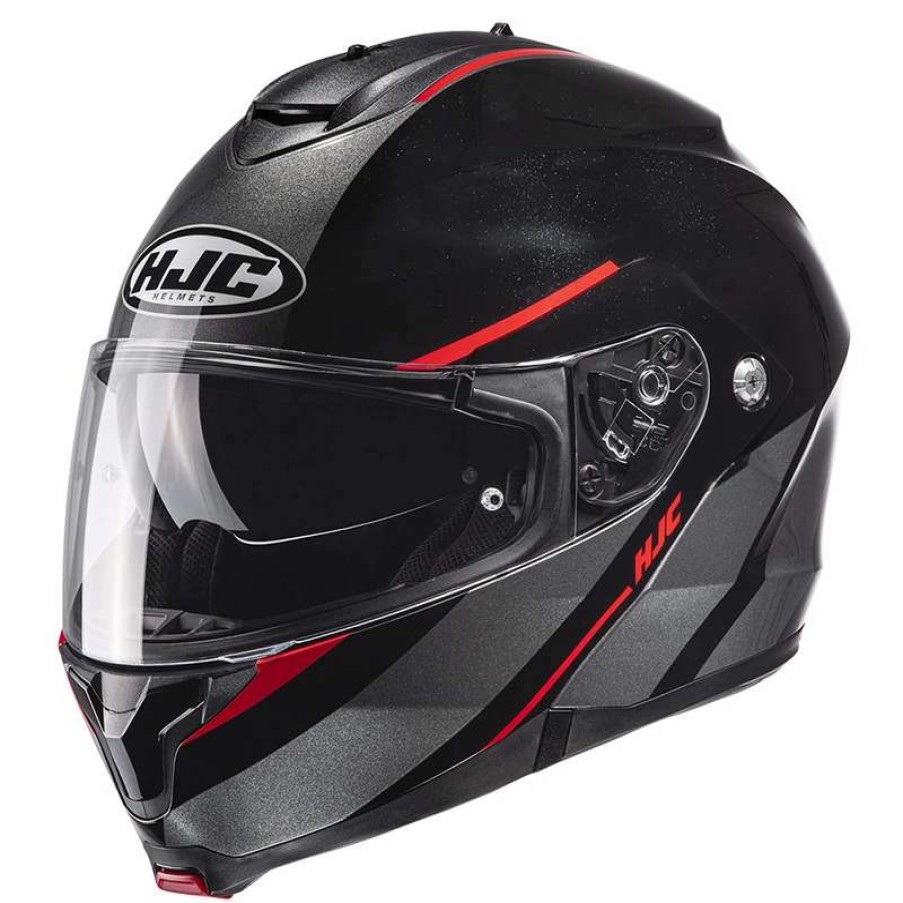 Helmets * | Best Sale Plastic Hjc C91 Tero Modular Helmet Black Red Fluo